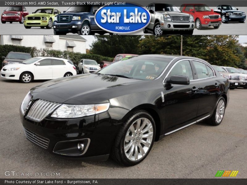Tuxedo Black Metallic / Light Camel 2009 Lincoln MKS AWD Sedan