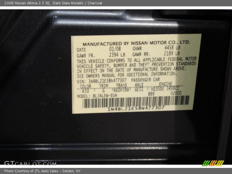 Dark Slate Metallic / Charcoal 2008 Nissan Altima 3.5 SE
