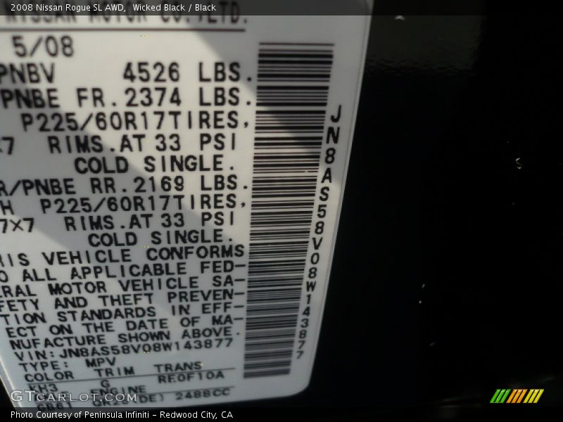Wicked Black / Black 2008 Nissan Rogue SL AWD