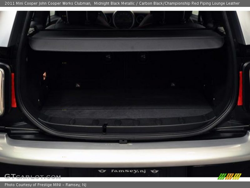 Midnight Black Metallic / Carbon Black/Championship Red Piping Lounge Leather 2011 Mini Cooper John Cooper Works Clubman