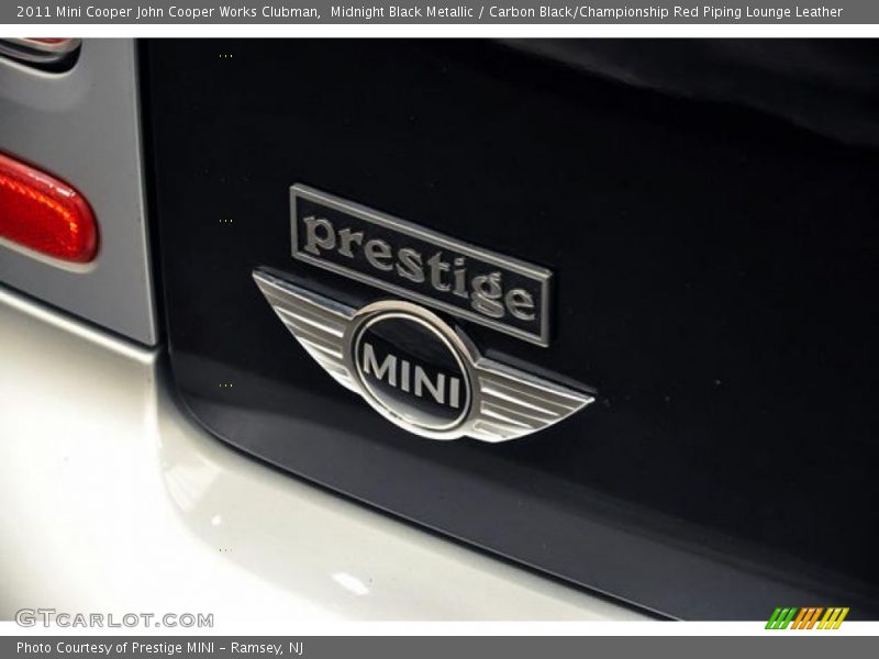 Midnight Black Metallic / Carbon Black/Championship Red Piping Lounge Leather 2011 Mini Cooper John Cooper Works Clubman