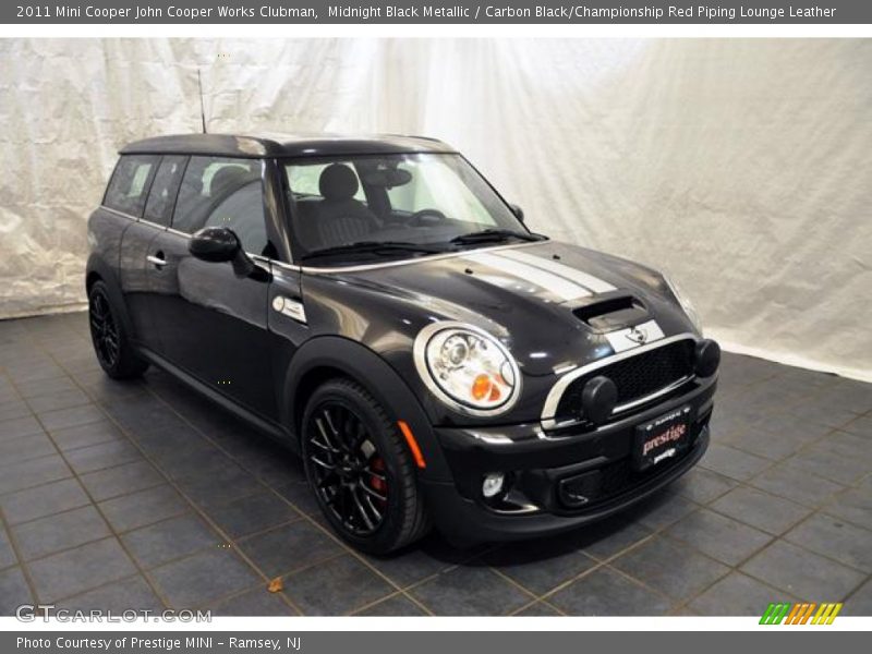 Midnight Black Metallic / Carbon Black/Championship Red Piping Lounge Leather 2011 Mini Cooper John Cooper Works Clubman