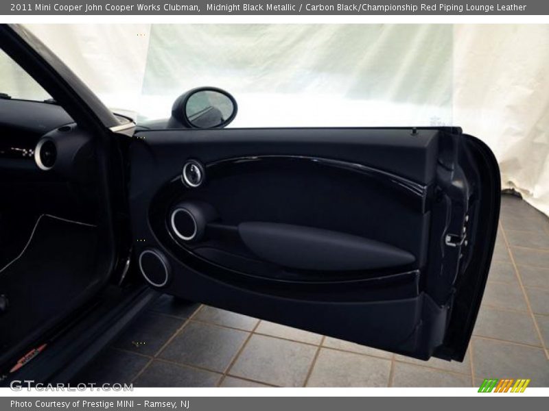 Midnight Black Metallic / Carbon Black/Championship Red Piping Lounge Leather 2011 Mini Cooper John Cooper Works Clubman