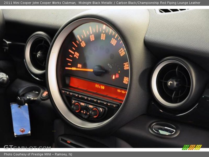 Midnight Black Metallic / Carbon Black/Championship Red Piping Lounge Leather 2011 Mini Cooper John Cooper Works Clubman