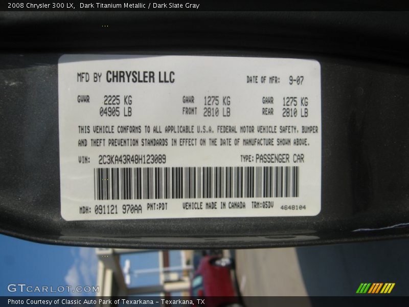 Dark Titanium Metallic / Dark Slate Gray 2008 Chrysler 300 LX