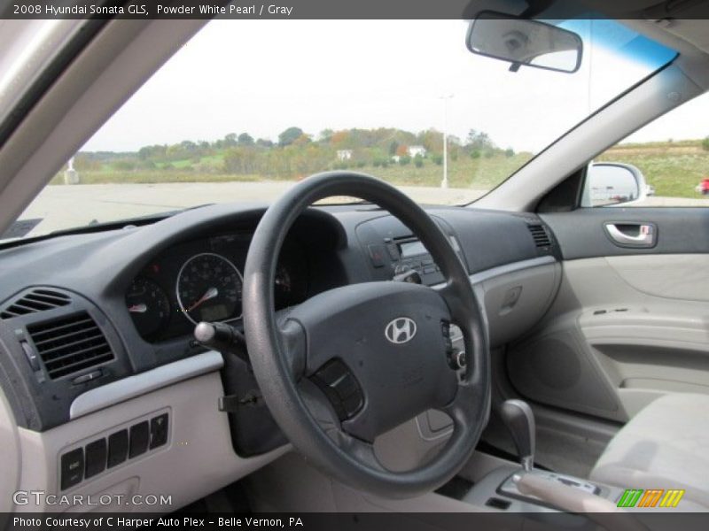 Powder White Pearl / Gray 2008 Hyundai Sonata GLS