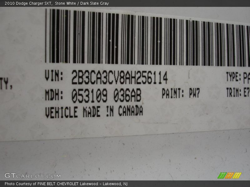 Stone White / Dark Slate Gray 2010 Dodge Charger SXT