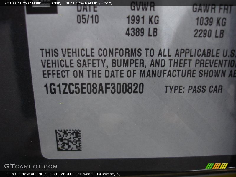 Taupe Gray Metallic / Ebony 2010 Chevrolet Malibu LT Sedan