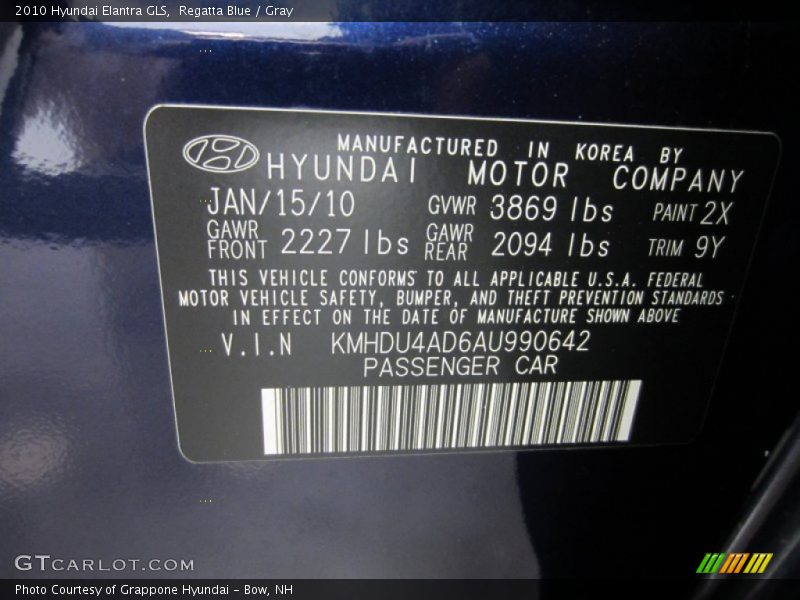 Regatta Blue / Gray 2010 Hyundai Elantra GLS