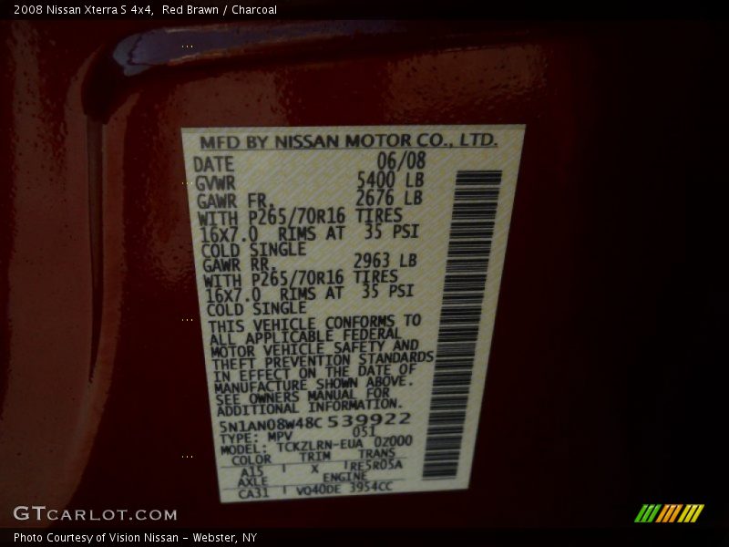 Red Brawn / Charcoal 2008 Nissan Xterra S 4x4