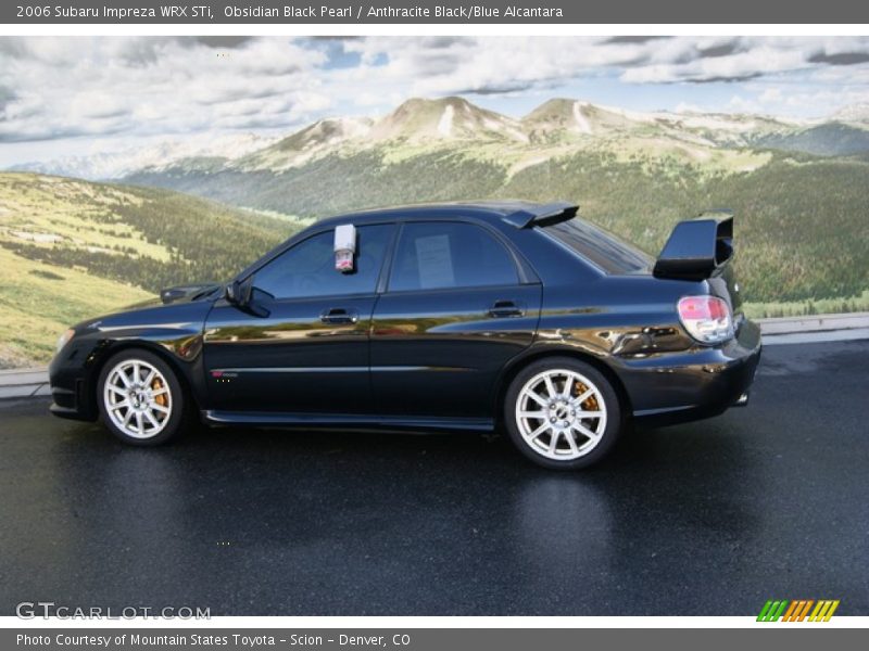 Obsidian Black Pearl / Anthracite Black/Blue Alcantara 2006 Subaru Impreza WRX STi
