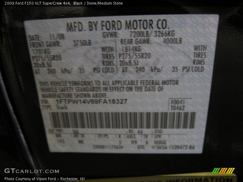 Black / Stone/Medium Stone 2009 Ford F150 XLT SuperCrew 4x4