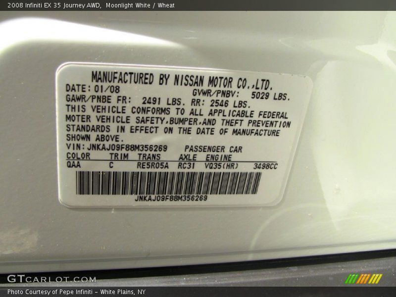 Moonlight White / Wheat 2008 Infiniti EX 35 Journey AWD