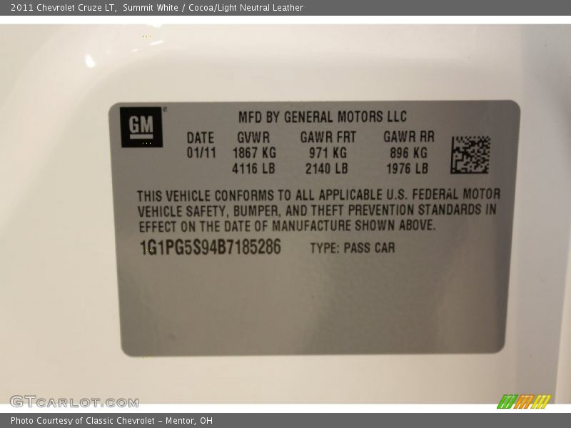 Summit White / Cocoa/Light Neutral Leather 2011 Chevrolet Cruze LT