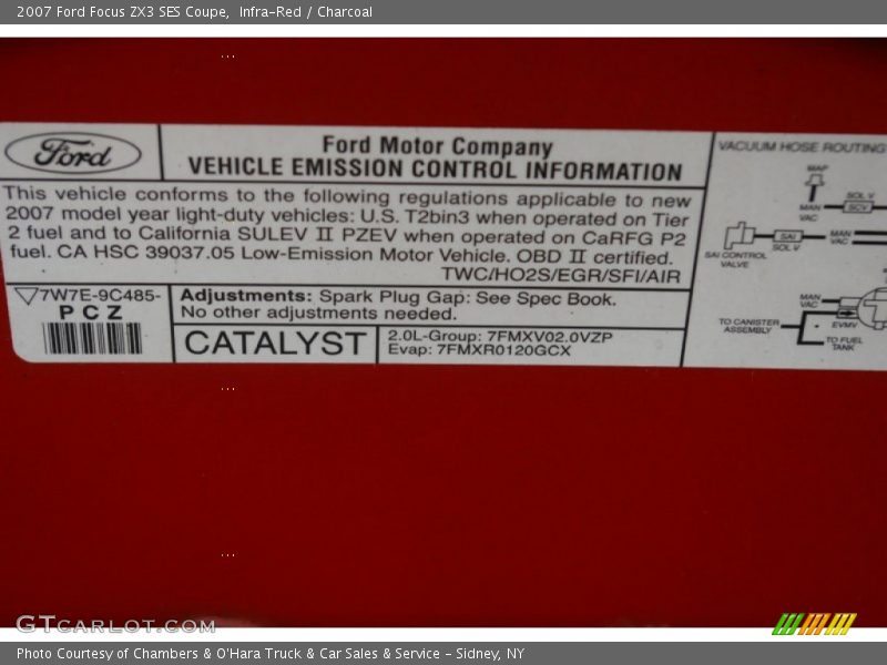 Infra-Red / Charcoal 2007 Ford Focus ZX3 SES Coupe