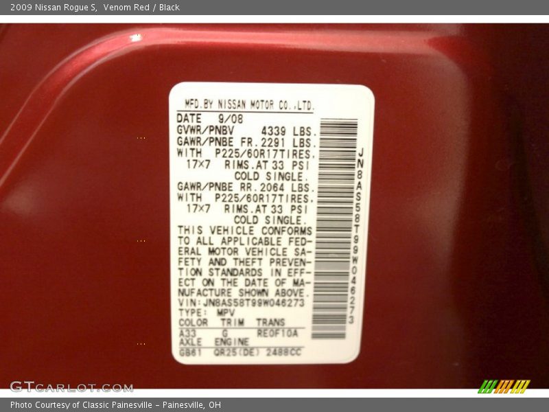 Venom Red / Black 2009 Nissan Rogue S