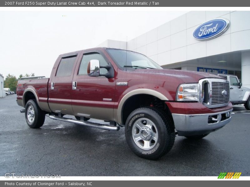 Dark Toreador Red Metallic / Tan 2007 Ford F250 Super Duty Lariat Crew Cab 4x4