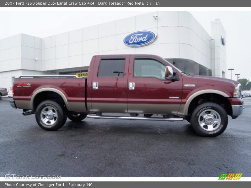 Dark Toreador Red Metallic / Tan 2007 Ford F250 Super Duty Lariat Crew Cab 4x4