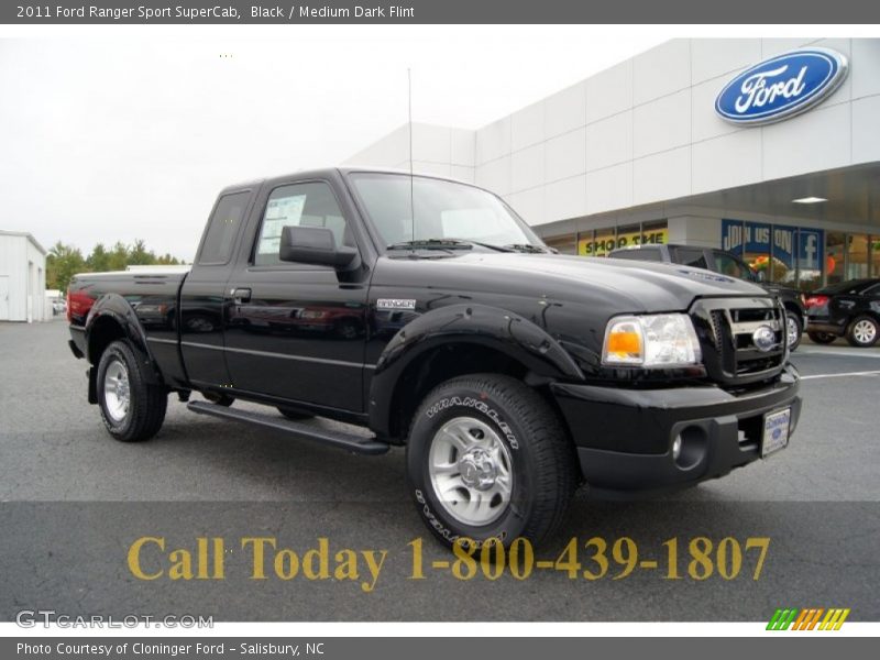 Black / Medium Dark Flint 2011 Ford Ranger Sport SuperCab