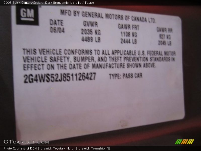Dark Bronzemist Metallic / Taupe 2005 Buick Century Sedan