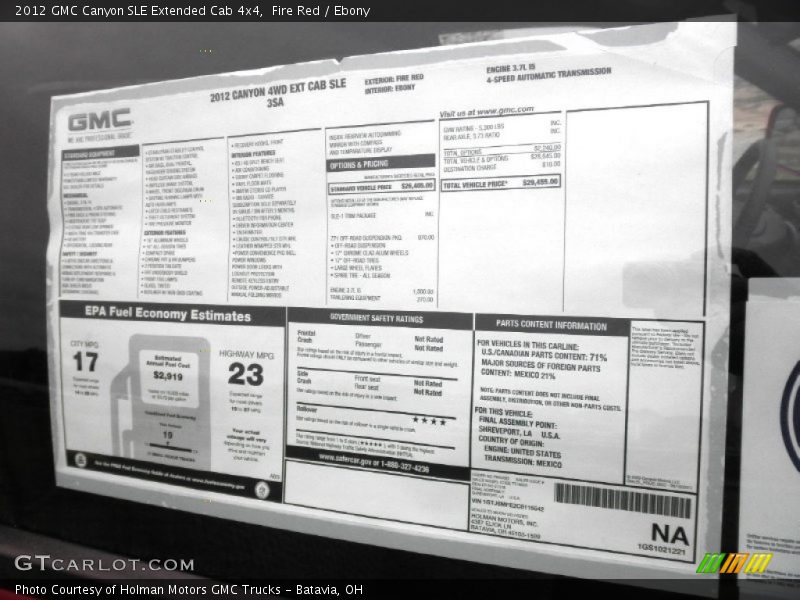 Fire Red / Ebony 2012 GMC Canyon SLE Extended Cab 4x4