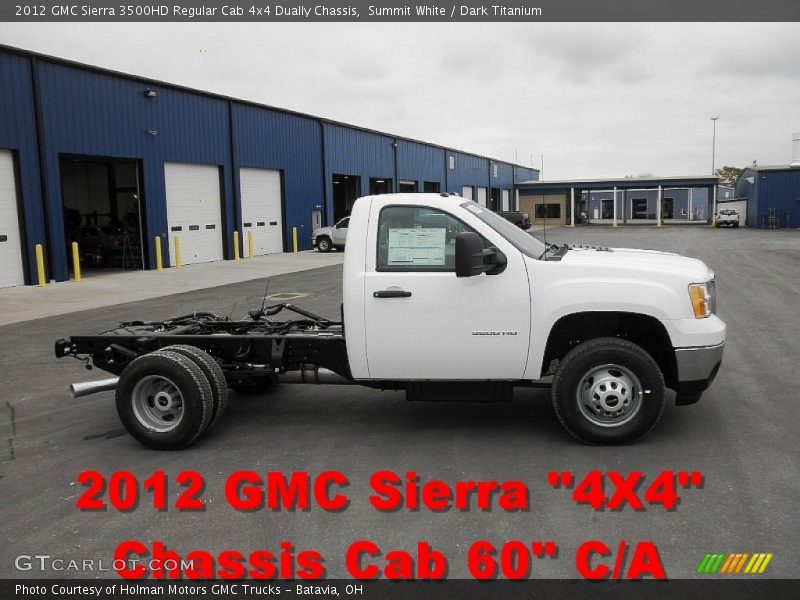 Summit White / Dark Titanium 2012 GMC Sierra 3500HD Regular Cab 4x4 Dually Chassis