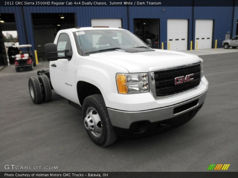 Summit White / Dark Titanium 2012 GMC Sierra 3500HD Regular Cab 4x4 Dually Chassis