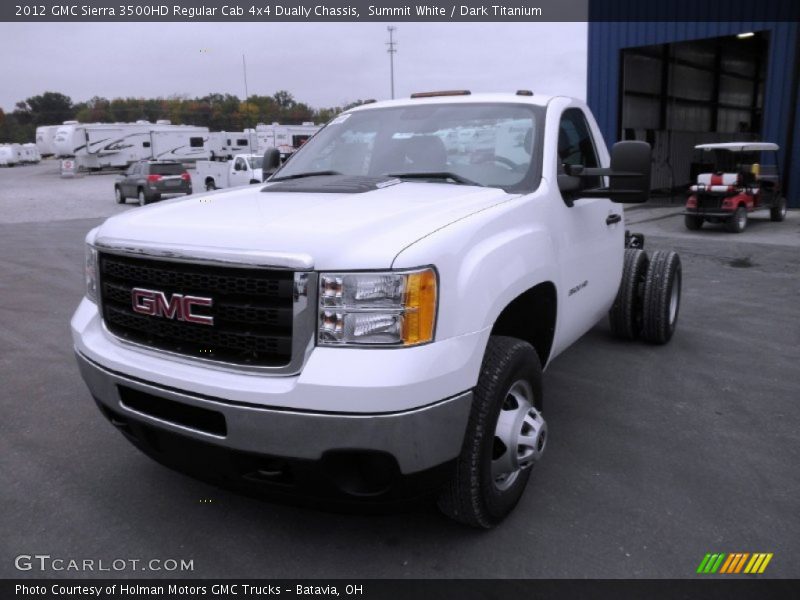 Summit White / Dark Titanium 2012 GMC Sierra 3500HD Regular Cab 4x4 Dually Chassis
