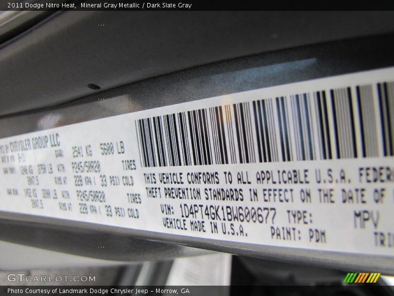 Mineral Gray Metallic / Dark Slate Gray 2011 Dodge Nitro Heat