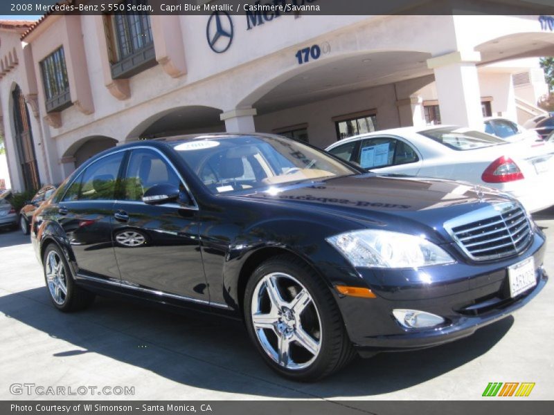 Capri Blue Metallic / Cashmere/Savanna 2008 Mercedes-Benz S 550 Sedan