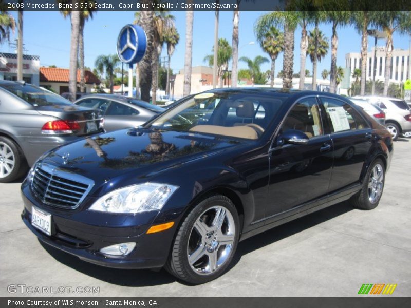 Capri Blue Metallic / Cashmere/Savanna 2008 Mercedes-Benz S 550 Sedan