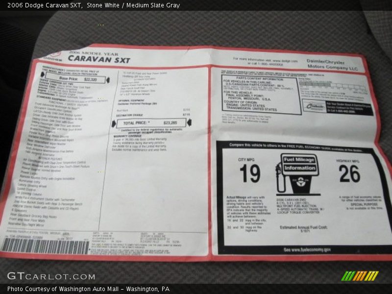 Stone White / Medium Slate Gray 2006 Dodge Caravan SXT