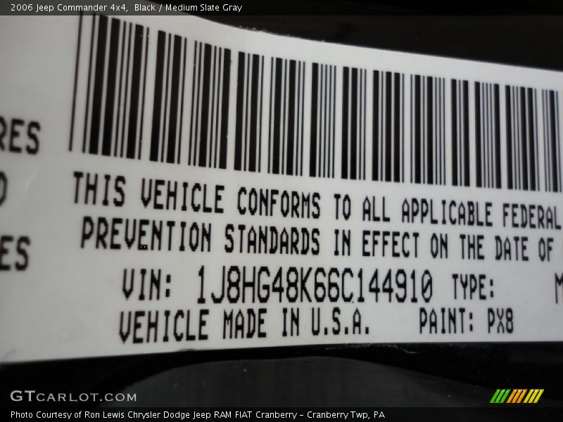 Black / Medium Slate Gray 2006 Jeep Commander 4x4