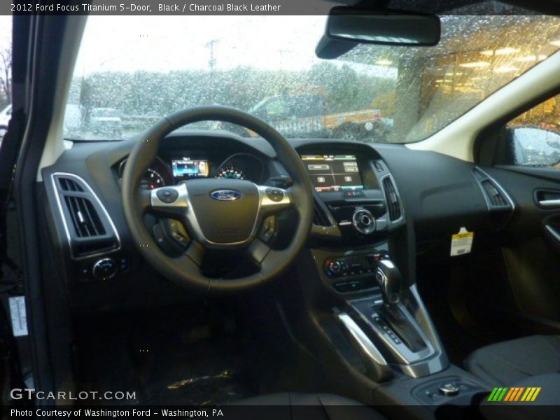 Black / Charcoal Black Leather 2012 Ford Focus Titanium 5-Door