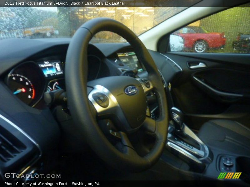 Black / Charcoal Black Leather 2012 Ford Focus Titanium 5-Door