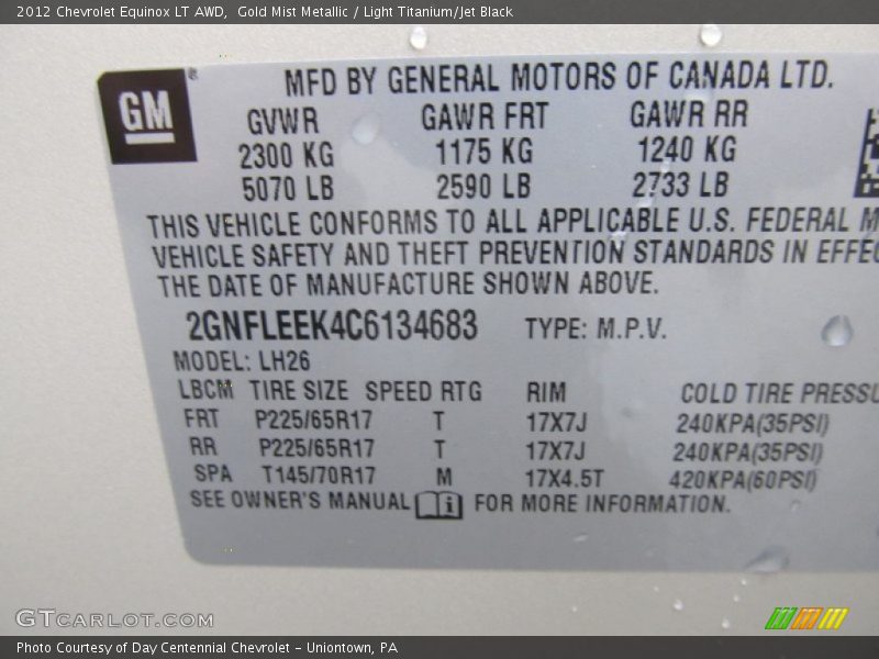 Gold Mist Metallic / Light Titanium/Jet Black 2012 Chevrolet Equinox LT AWD