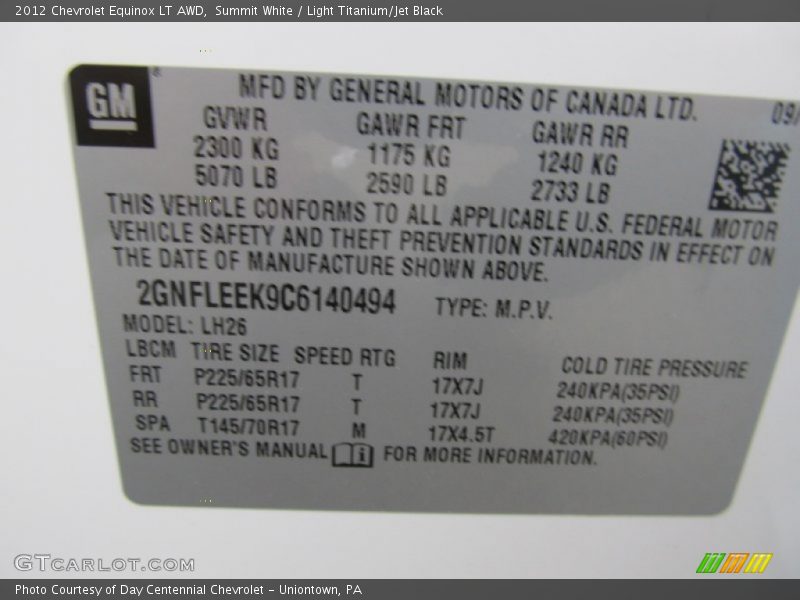 Summit White / Light Titanium/Jet Black 2012 Chevrolet Equinox LT AWD
