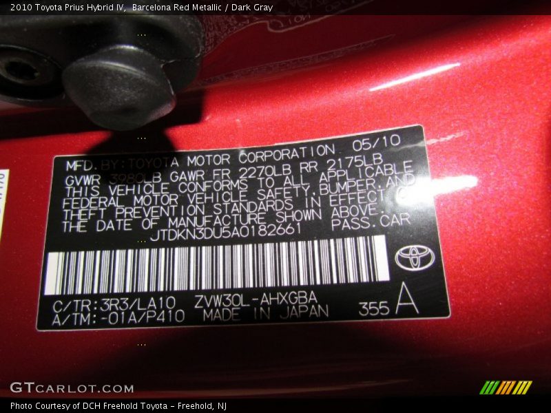 Barcelona Red Metallic / Dark Gray 2010 Toyota Prius Hybrid IV