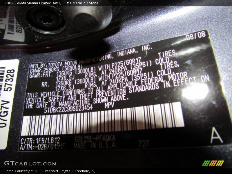 Slate Metallic / Stone 2009 Toyota Sienna Limited AWD