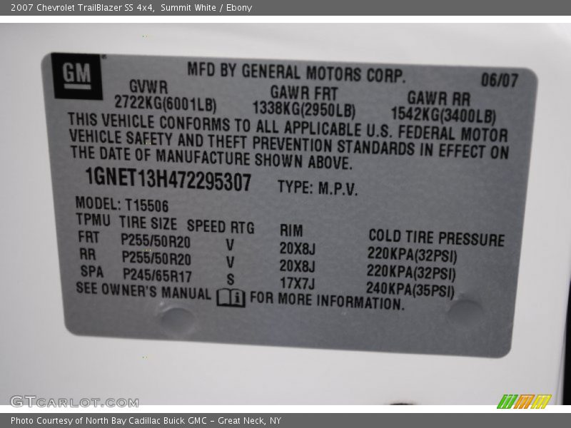 Summit White / Ebony 2007 Chevrolet TrailBlazer SS 4x4