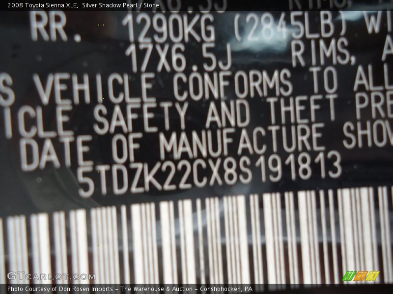 Silver Shadow Pearl / Stone 2008 Toyota Sienna XLE