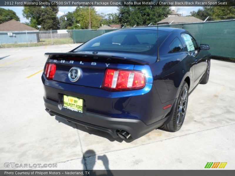 Kona Blue Metallic / Charcoal Black/Black Recaro Sport Seats 2012 Ford Mustang Shelby GT500 SVT Performance Package Coupe