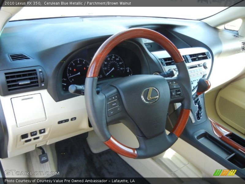 Cerulean Blue Metallic / Parchment/Brown Walnut 2010 Lexus RX 350