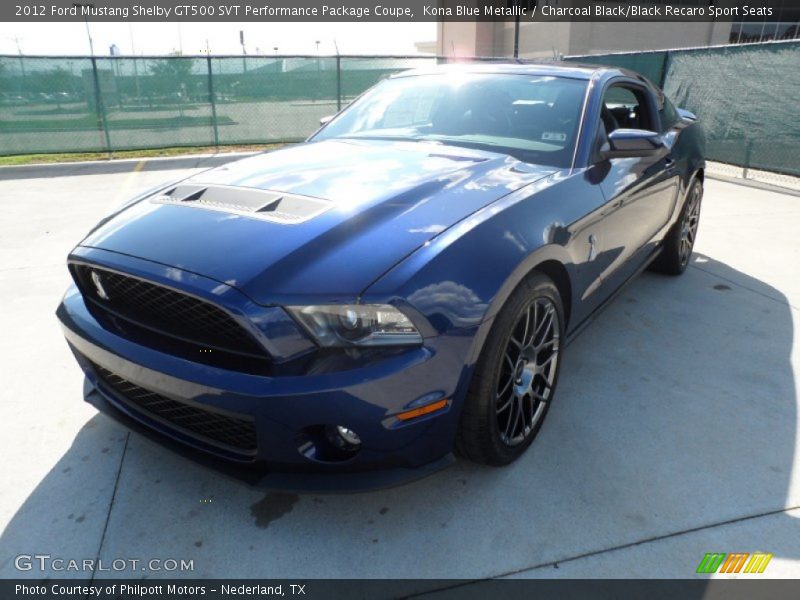 Kona Blue Metallic / Charcoal Black/Black Recaro Sport Seats 2012 Ford Mustang Shelby GT500 SVT Performance Package Coupe