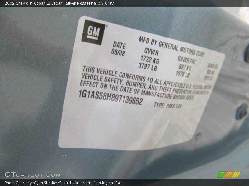 Silver Moss Metallic / Gray 2009 Chevrolet Cobalt LS Sedan