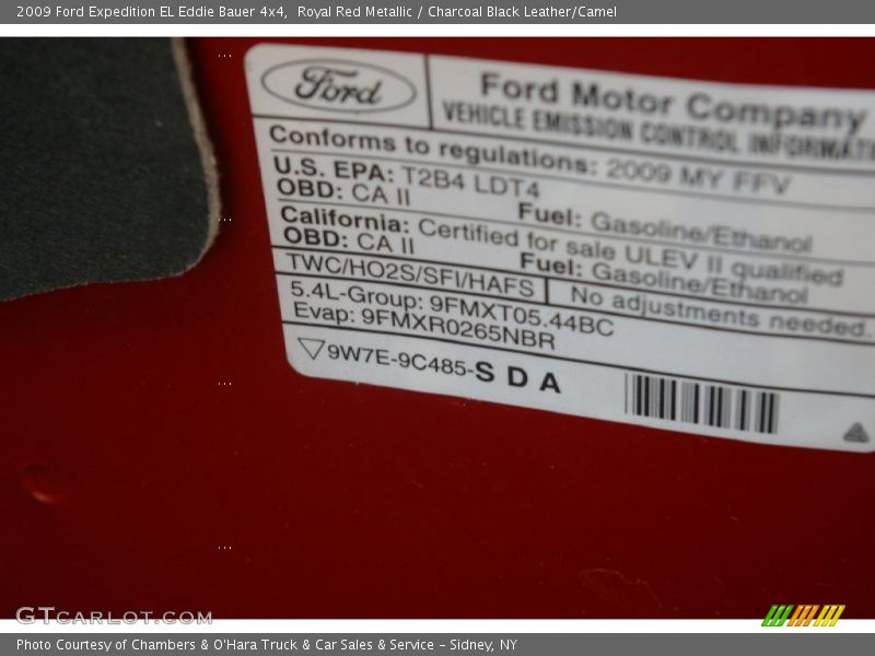 Royal Red Metallic / Charcoal Black Leather/Camel 2009 Ford Expedition EL Eddie Bauer 4x4
