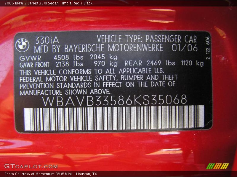 Imola Red / Black 2006 BMW 3 Series 330i Sedan
