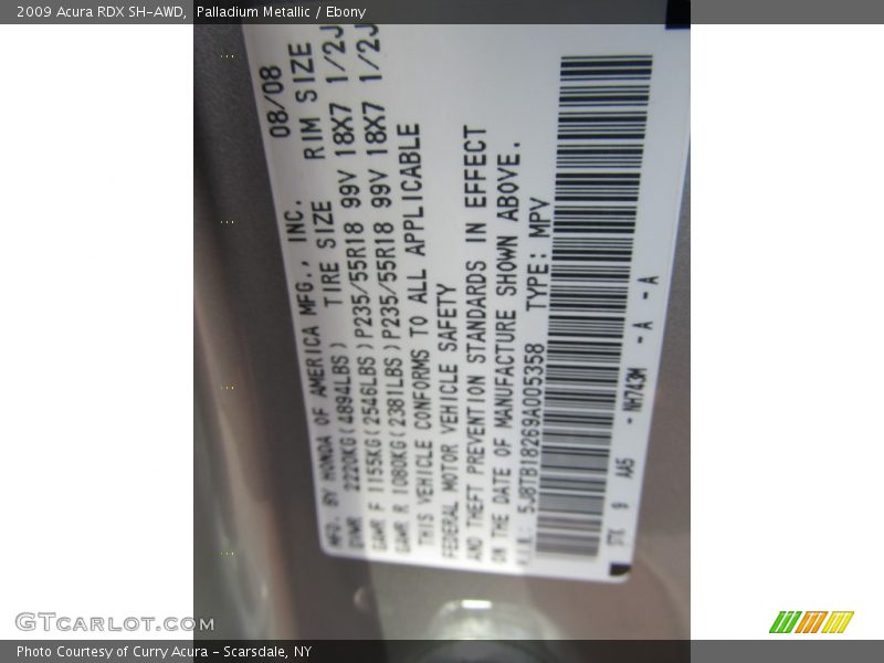 Palladium Metallic / Ebony 2009 Acura RDX SH-AWD