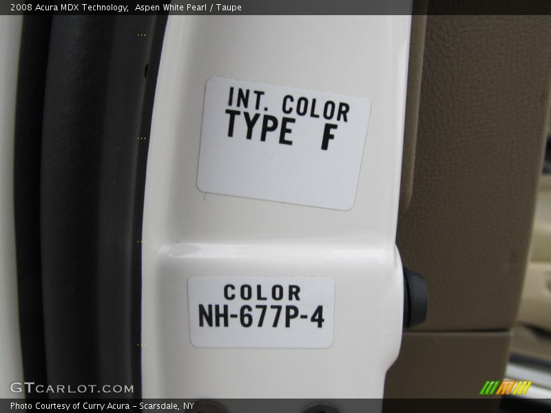 Aspen White Pearl / Taupe 2008 Acura MDX Technology