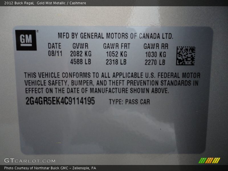 Gold Mist Metallic / Cashmere 2012 Buick Regal